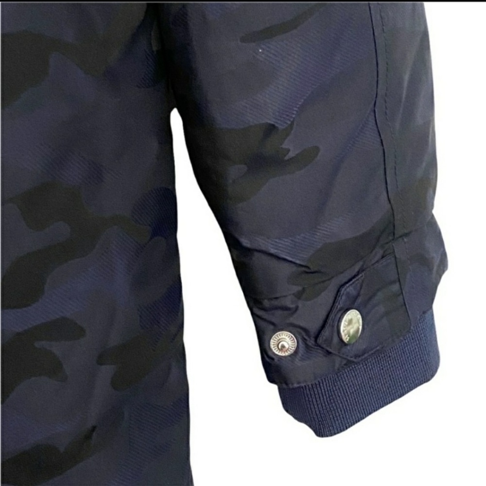 💙Slate & Stone Long Hooded Parka Coat Blue Black Camo Size L - Picture 5 of 15